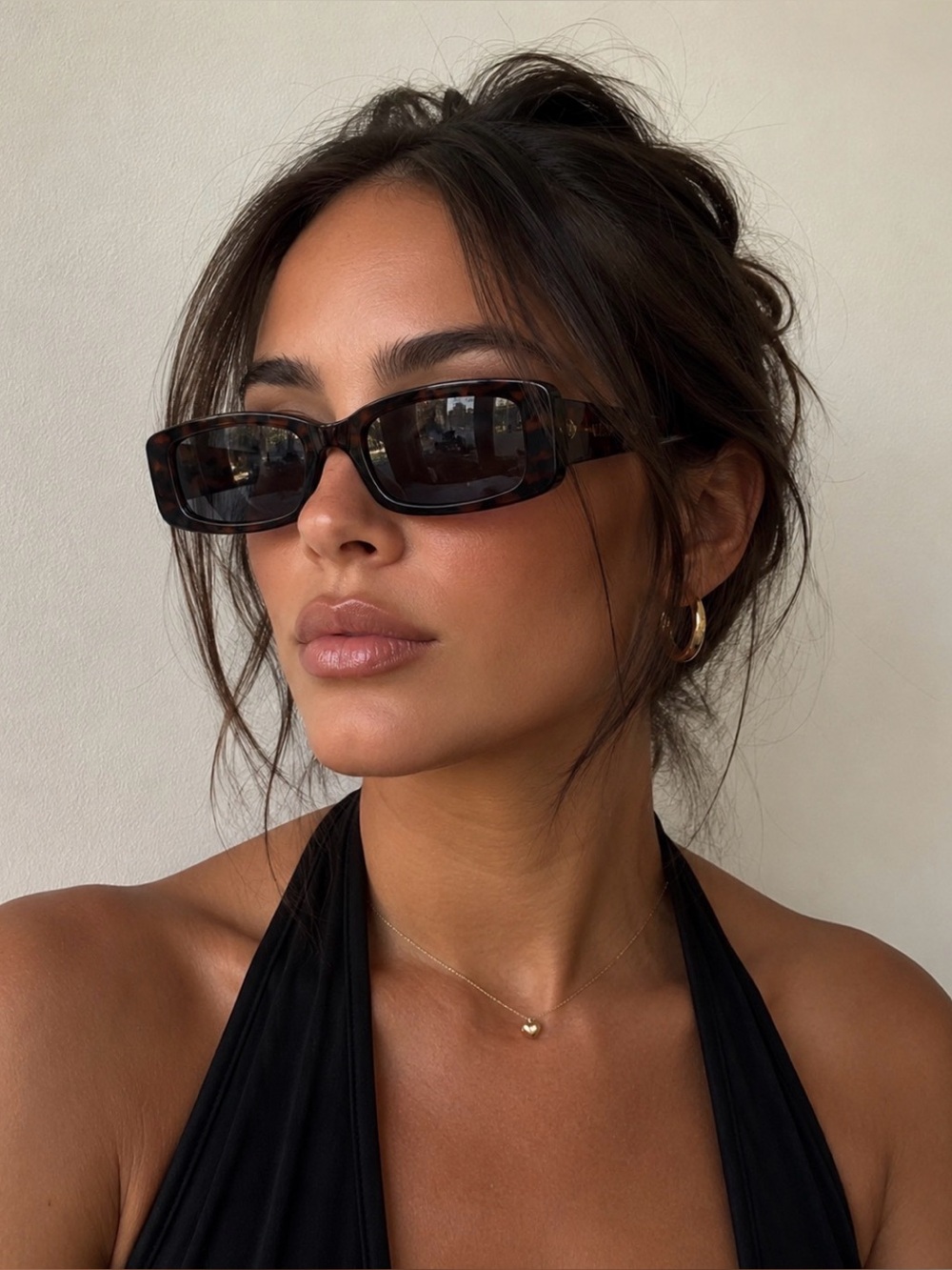 Quay Art School women's slim retro sunglasses in black smoke and tort.